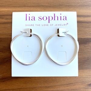 lia sophia Twix Matte silver twisted hoops